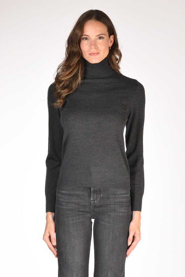 Allude Maglia Collo Alto Grigio Scuro Donna-2