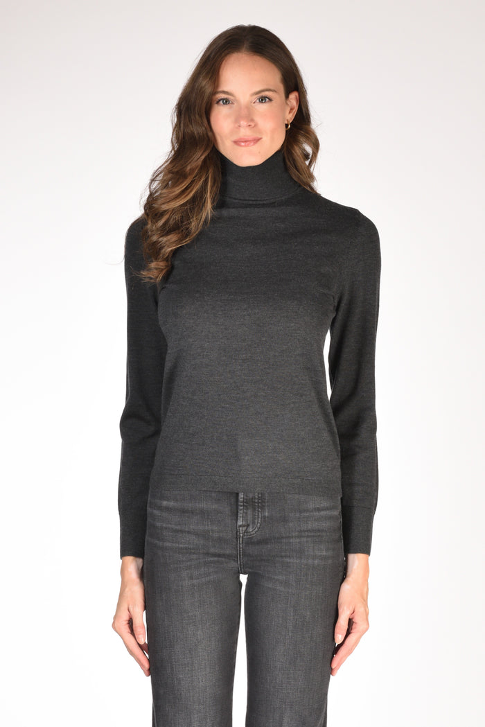 Allude Maglia Collo Alto Grigio Scuro Donna - 2