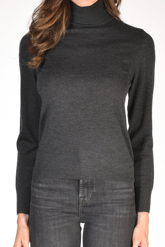 Allude Maglia Collo Alto Grigio Scuro Donna - 3