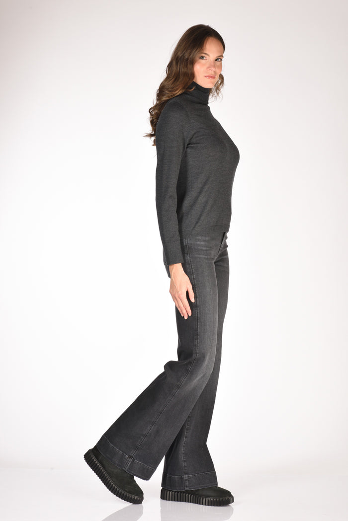 Allude Maglia Collo Alto Grigio Scuro Donna - 4