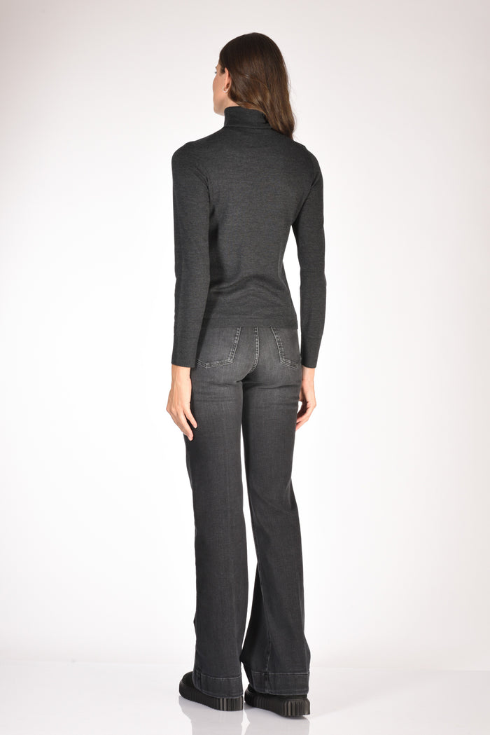Allude Maglia Collo Alto Grigio Scuro Donna - 5