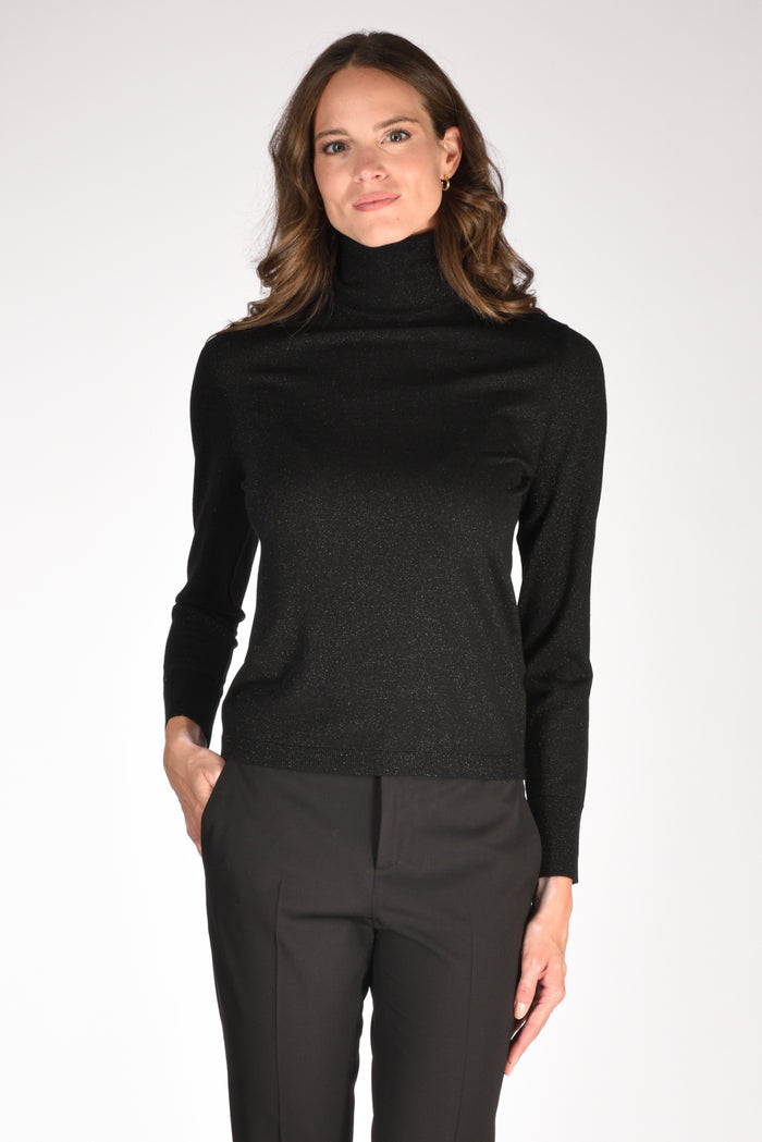 Allude Maglia Collo Alto Nero Donna - 1
