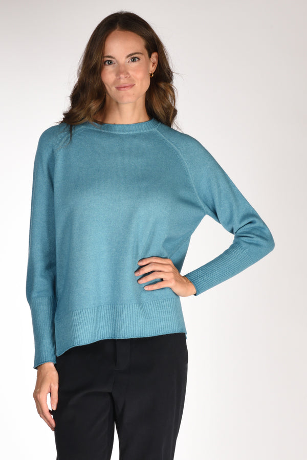 Base Milano Maglia Girocollo Azzurro Donna