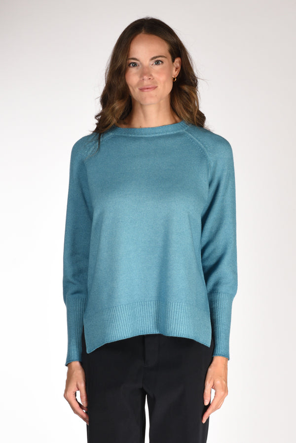 Base Milano Maglia Girocollo Azzurro Donna-2