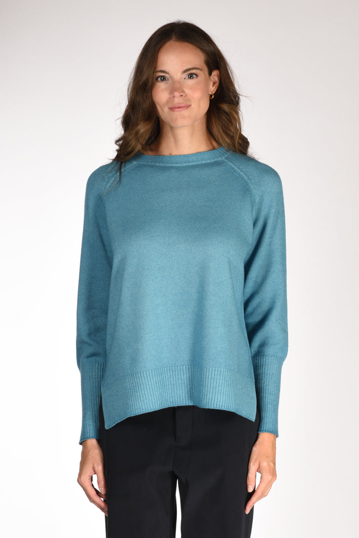 Base Milano Maglia Girocollo Azzurro Donna - 2