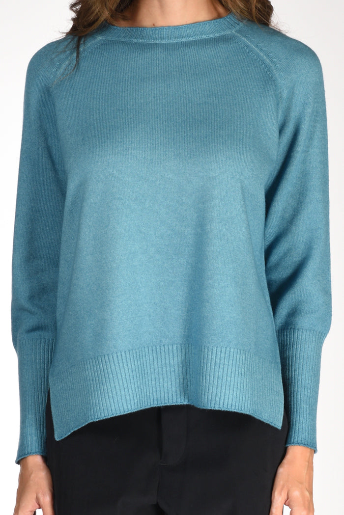 Base Milano Maglia Girocollo Azzurro Donna - 3