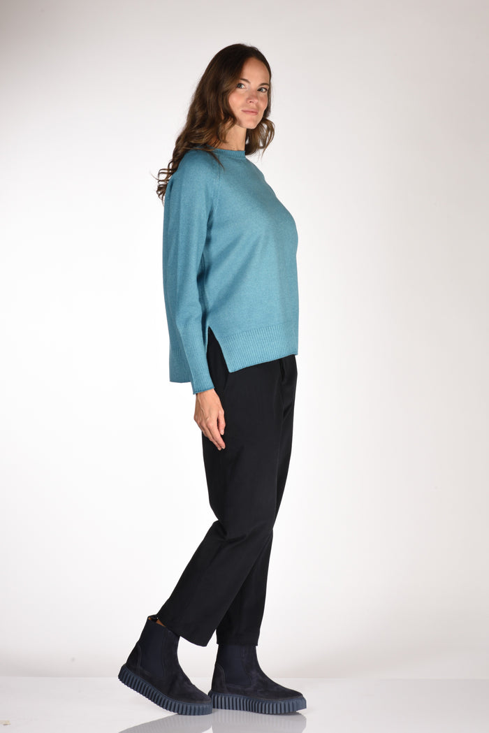 Base Milano Maglia Girocollo Azzurro Donna - 4