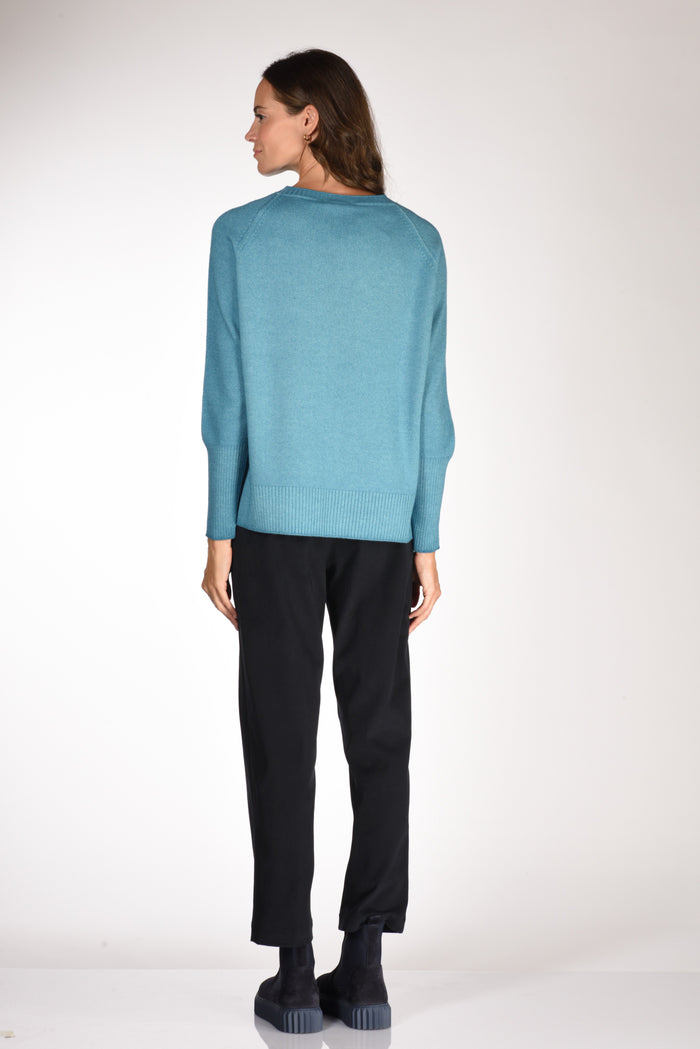 Base Milano Maglia Girocollo Azzurro Donna - 5