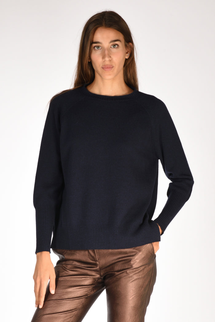 Base Milano Maglia Girocollo Blu Donna - 1