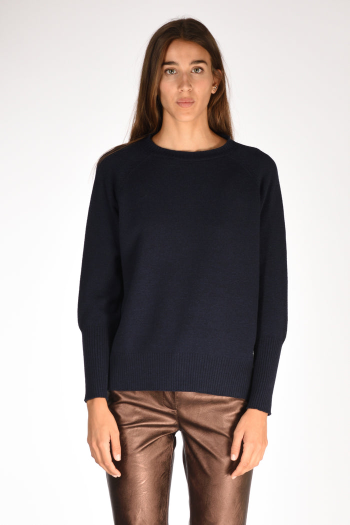 Base Milano Maglia Girocollo Blu Donna - 2