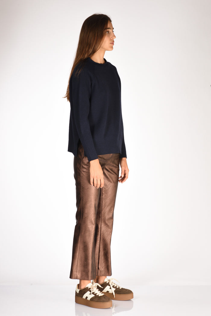Base Milano Maglia Girocollo Blu Donna - 4