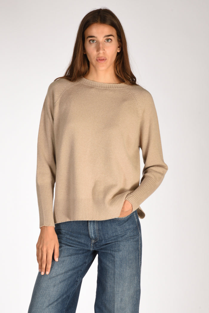 Base Milano Maglia Girocollo Beige Donna - 1