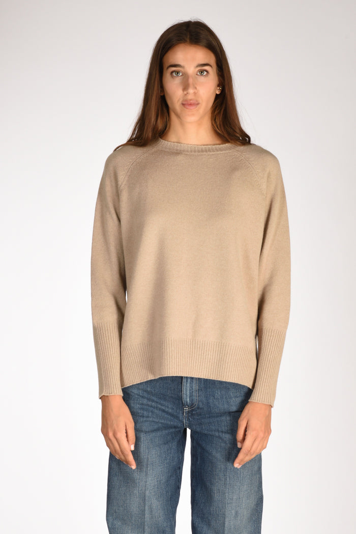 Base Milano Maglia Girocollo Beige Donna - 2