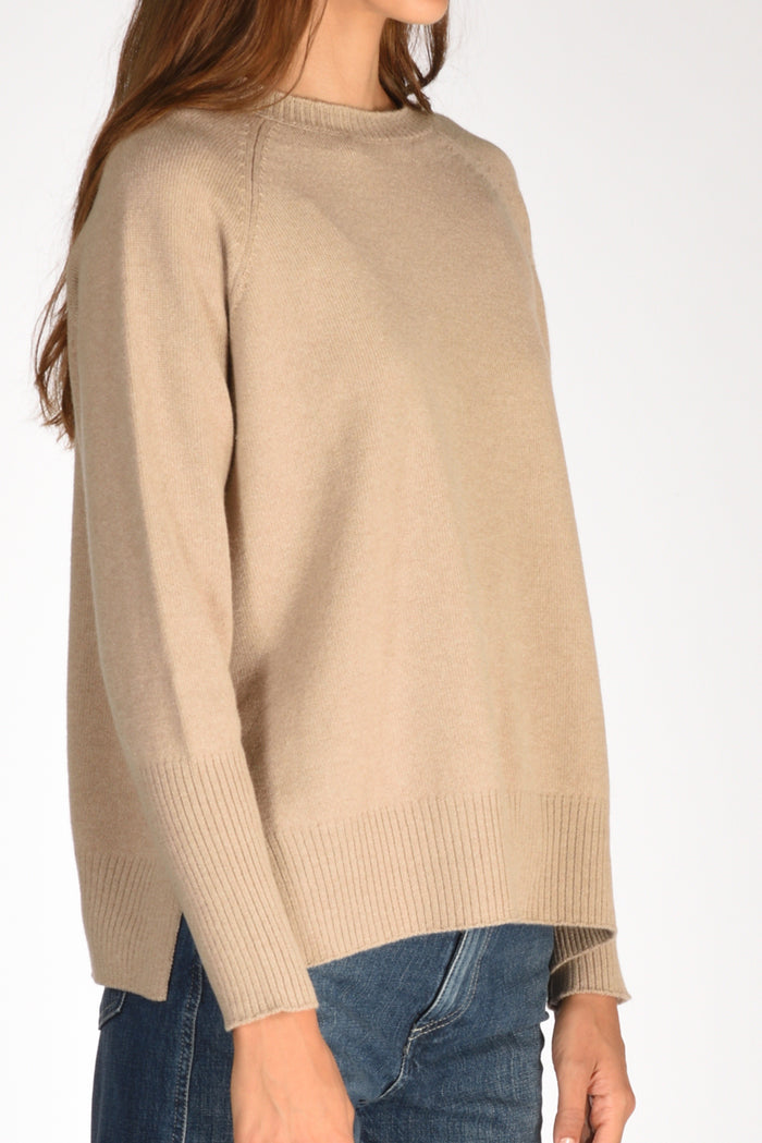 Base Milano Maglia Girocollo Beige Donna - 3