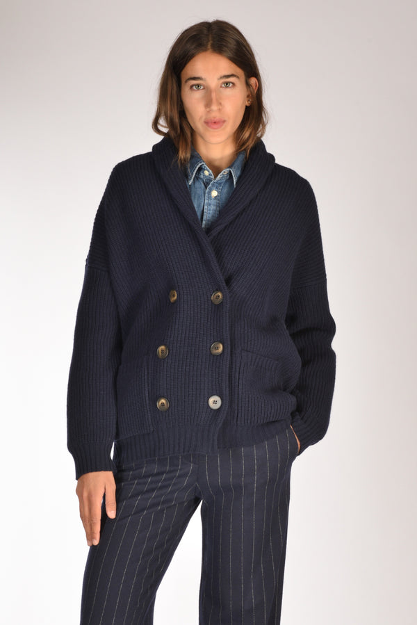 Base Milano Maglia Cardigan Blu Donna