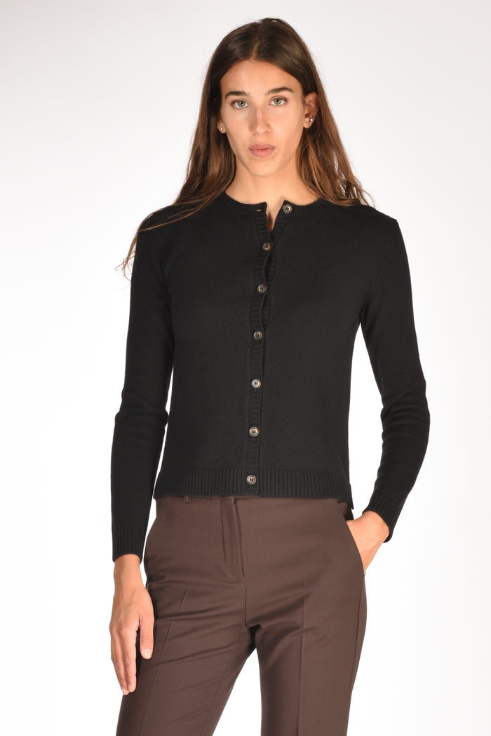 Base Milano Maglia Cardigan Nero Donna - 1
