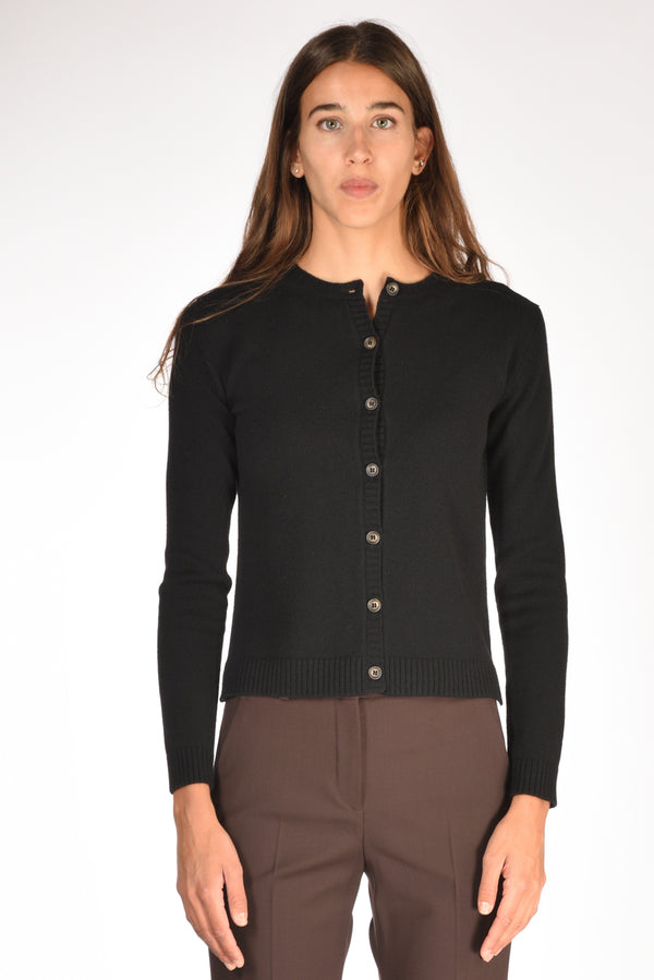 Base Milano Maglia Cardigan Nero Donna-2