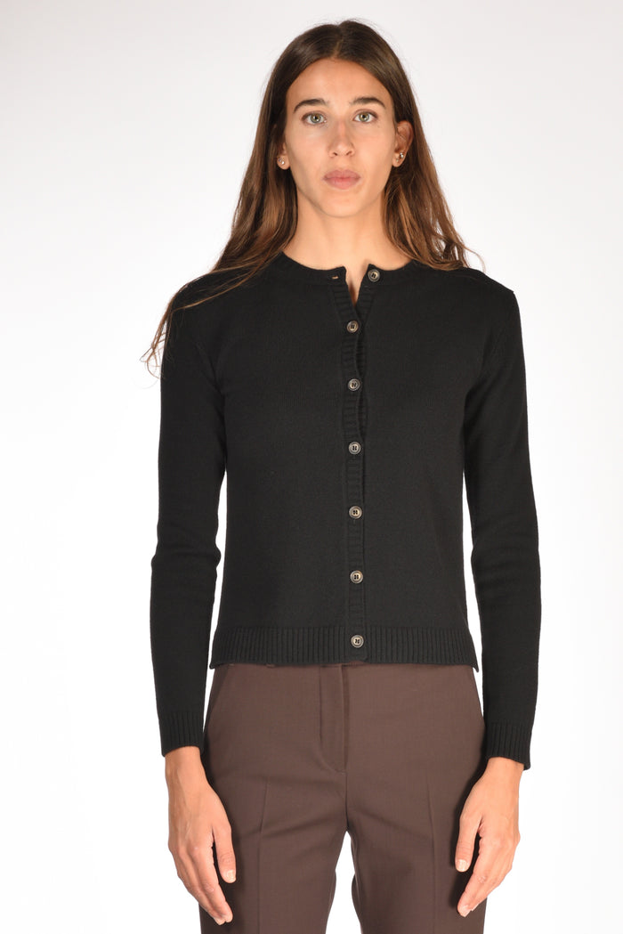 Base Milano Maglia Cardigan Nero Donna - 2