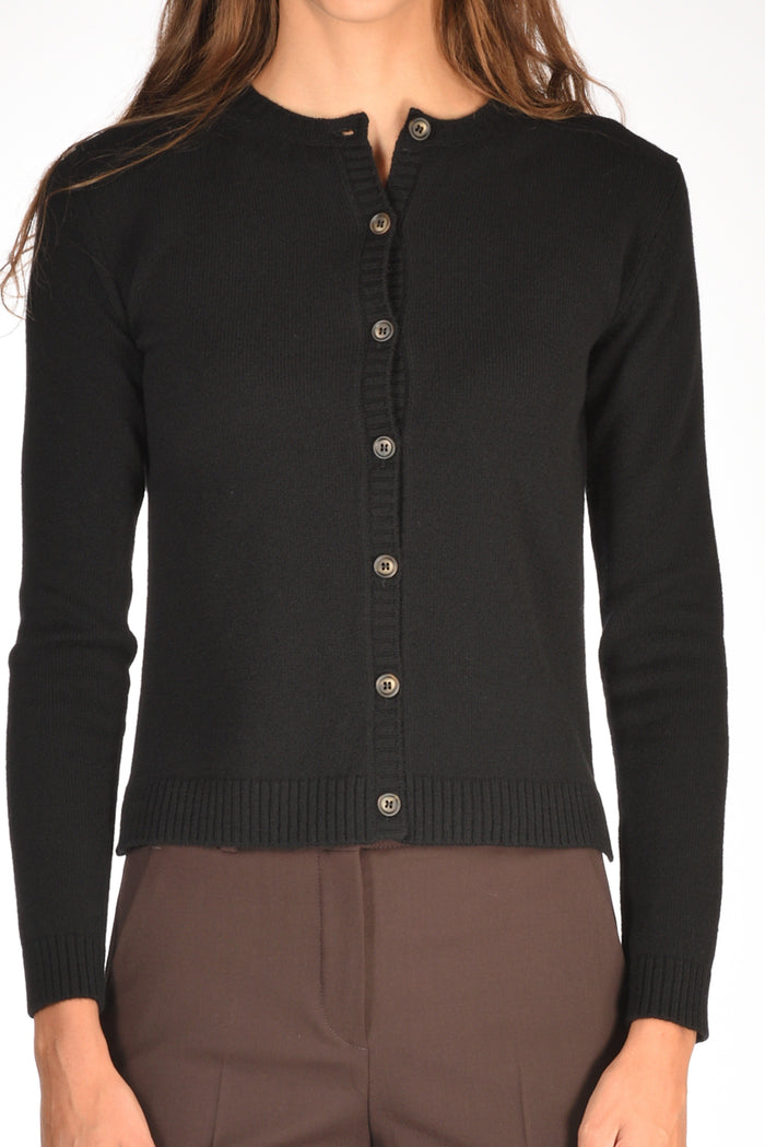 Base Milano Maglia Cardigan Nero Donna - 3