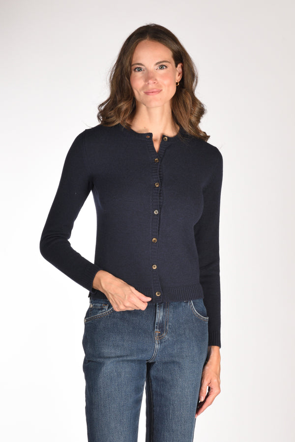 Base Milano Maglia Cardigan Blu Donna