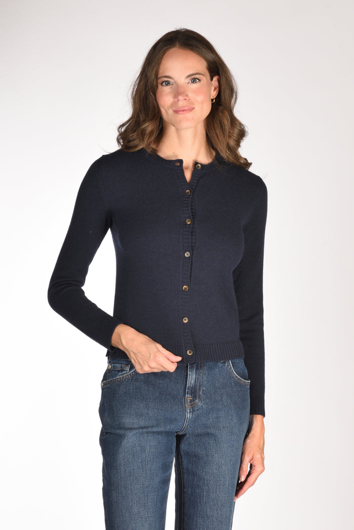 Base Milano Maglia Cardigan Blu Donna - 1