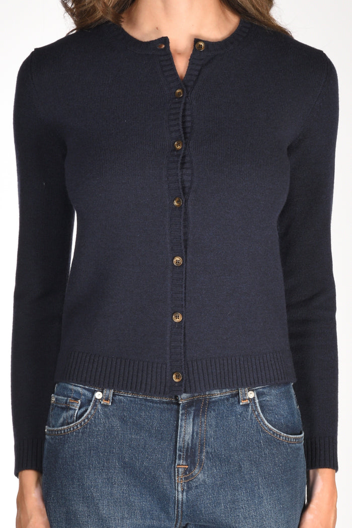 Base Milano Maglia Cardigan Blu Donna - 3