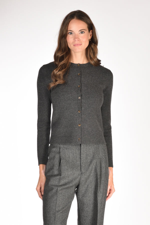 Base Milano Maglia Cardigan Grigio Scuro Donna