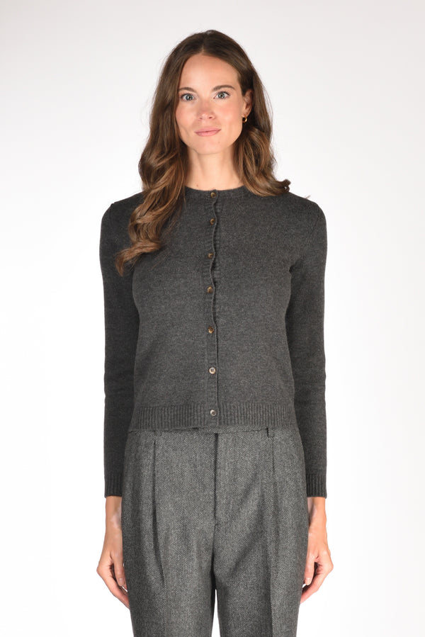 Base Milano Maglia Cardigan Grigio Scuro Donna-2