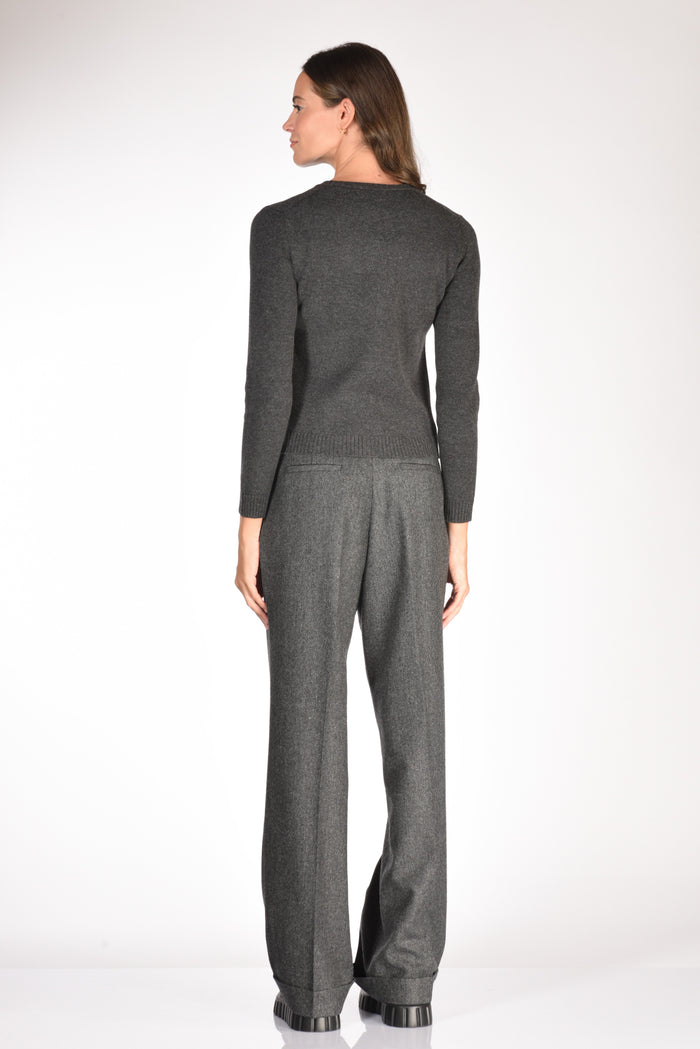 Base Milano Maglia Cardigan Grigio Scuro Donna - 5
