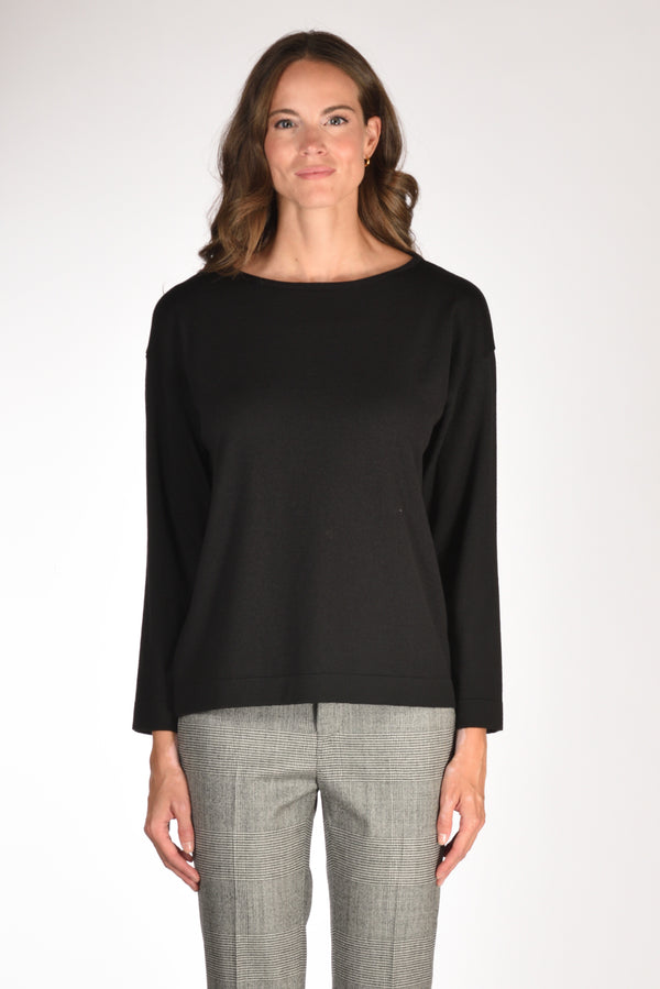 Base Milano Maglia Girocollo Nero Donna-2