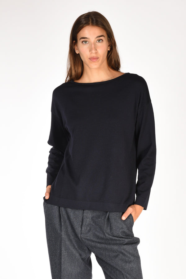 Base Milano Maglia Girocollo Blu Donna