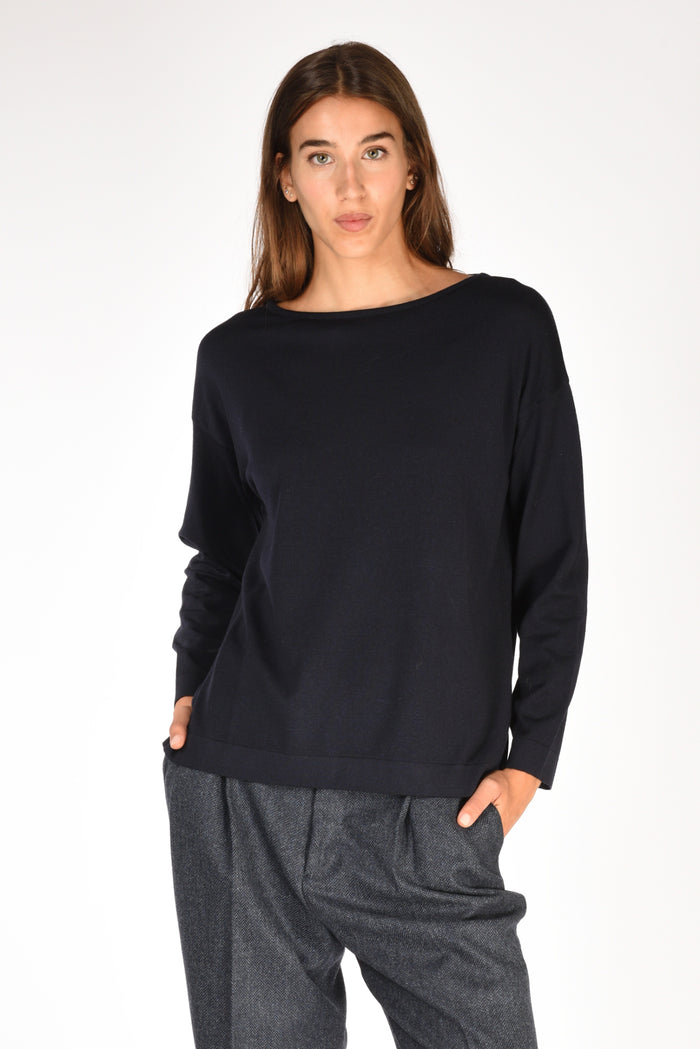 Base Milano Maglia Girocollo Blu Donna - 1