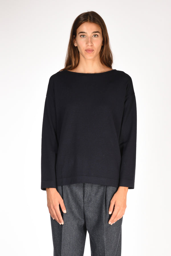 Base Milano Maglia Girocollo Blu Donna-2