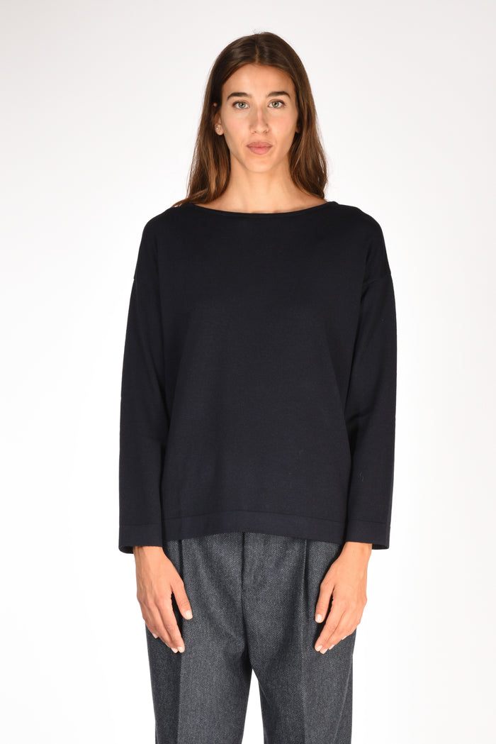 Base Milano Maglia Girocollo Blu Donna - 2