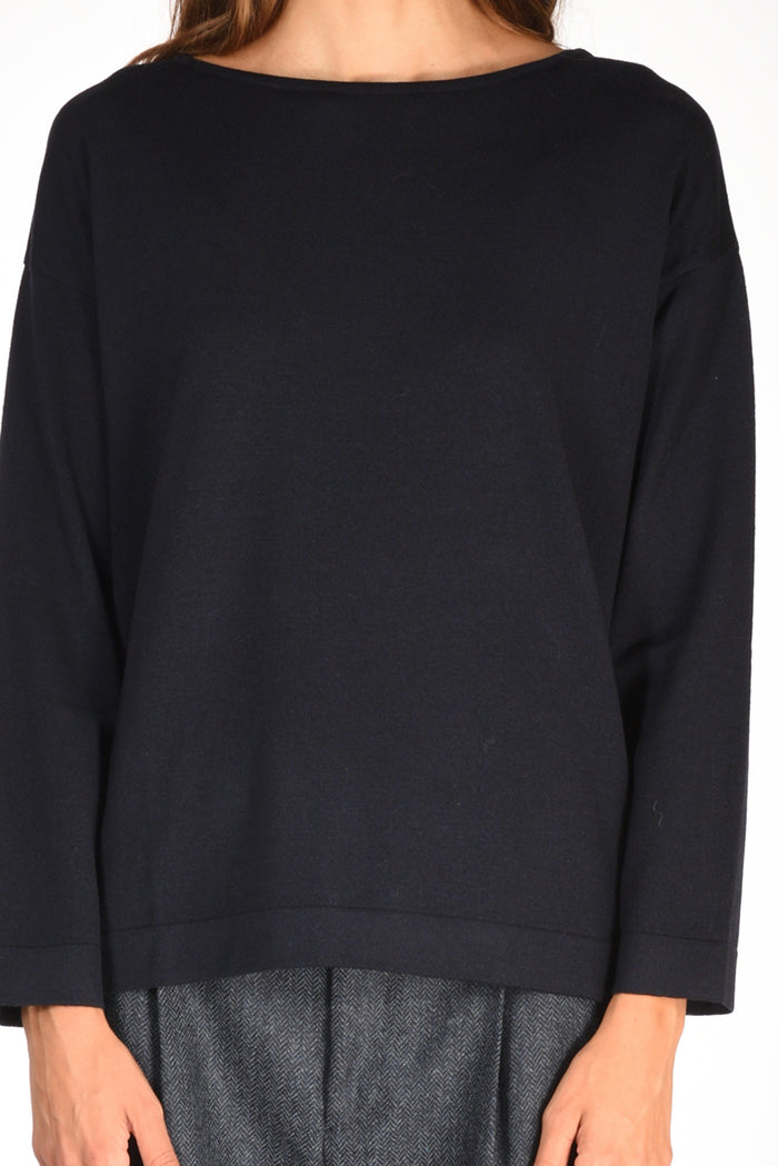 Base Milano Maglia Girocollo Blu Donna - 3