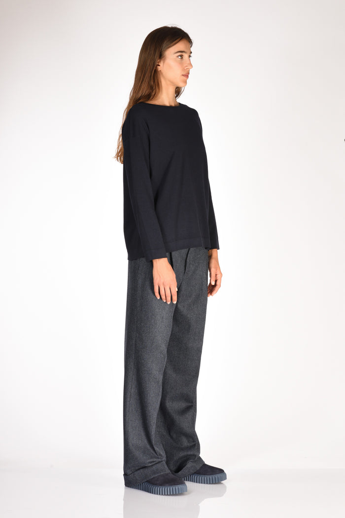 Base Milano Maglia Girocollo Blu Donna - 4