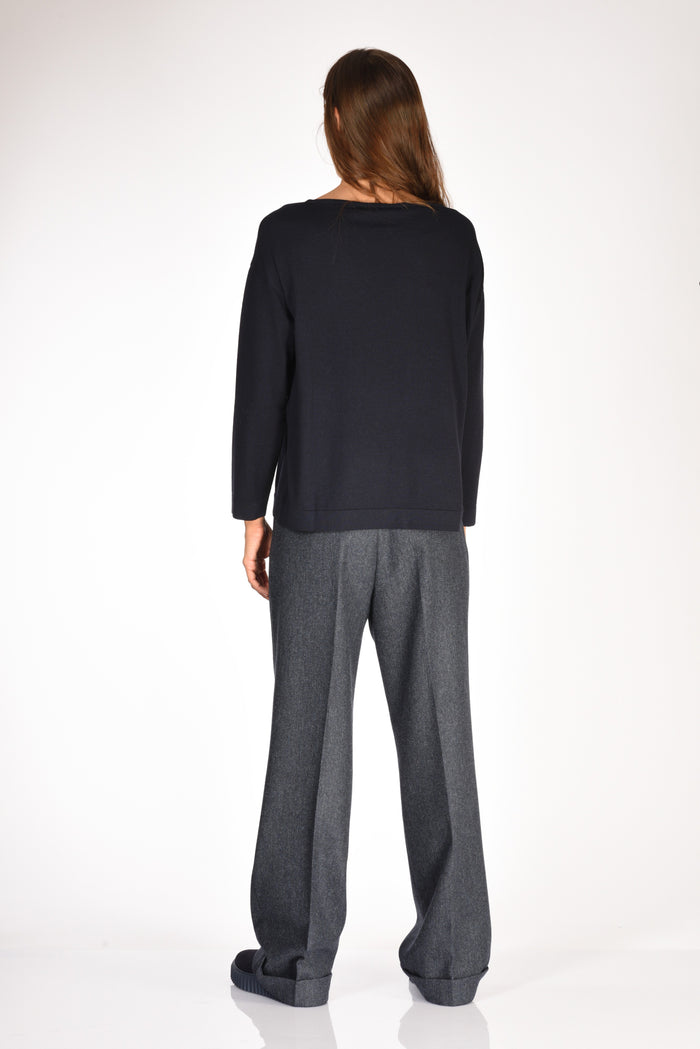Base Milano Maglia Girocollo Blu Donna - 5
