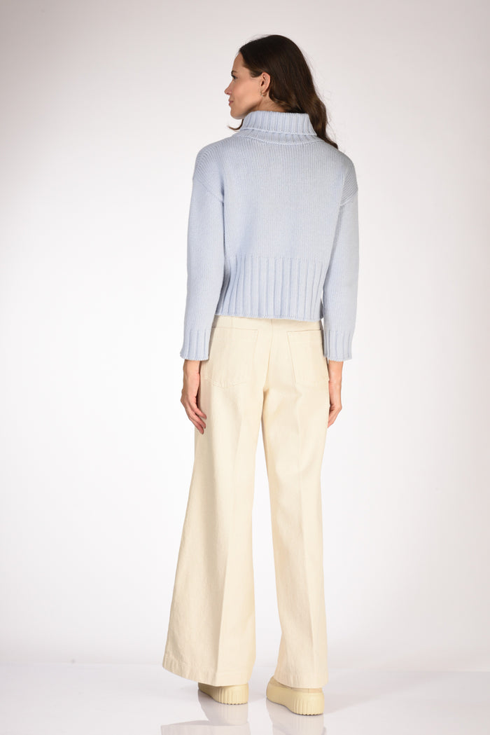 Base Milano Maglia Collo Alto Azzurro Donna - 5