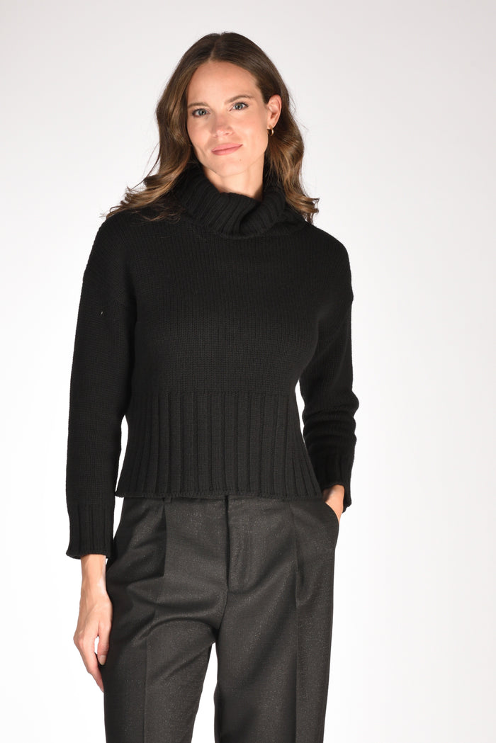 Base Milano Maglia Collo Alto Nero Donna - 1