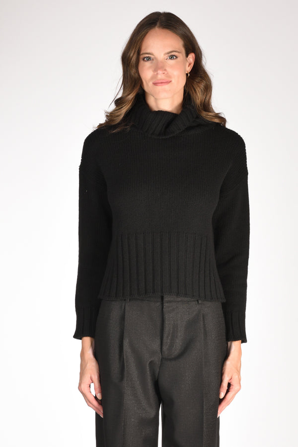 Base Milano Maglia Collo Alto Nero Donna-2