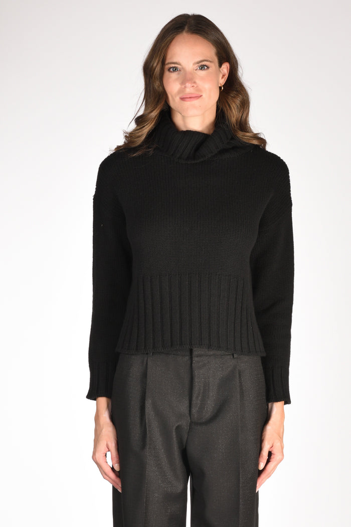 Base Milano Maglia Collo Alto Nero Donna - 2