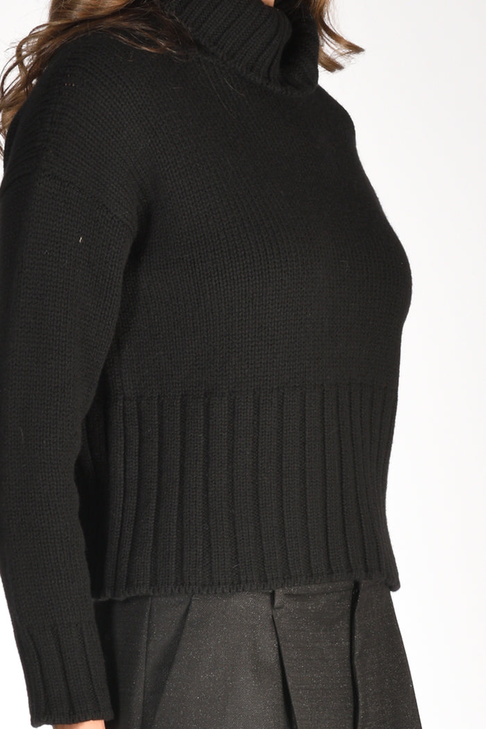 Base Milano Maglia Collo Alto Nero Donna - 3