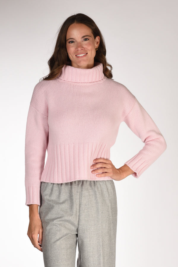 Base Milano Maglia Collo Alto Rosa Donna