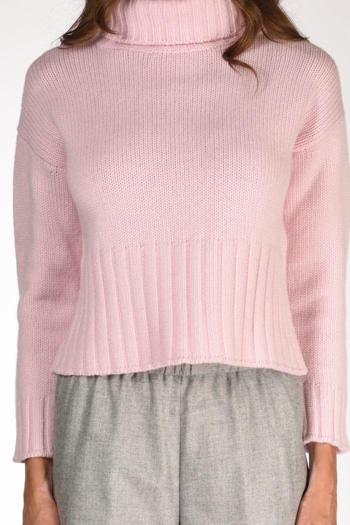 Base Milano Maglia Collo Alto Rosa Donna - 3