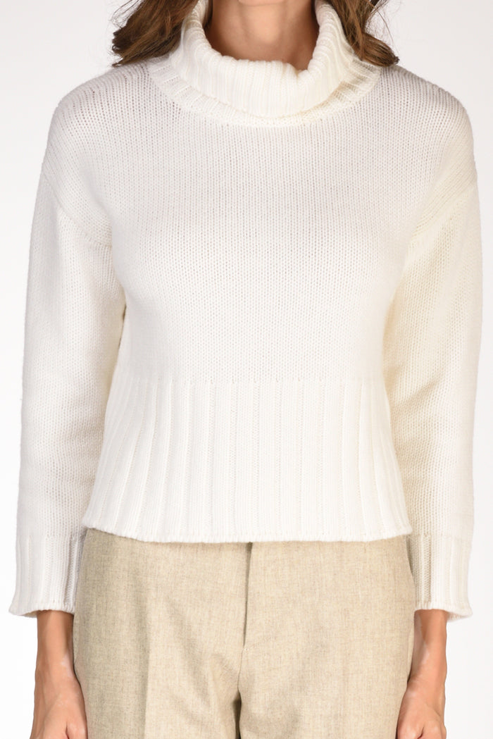 Base Milano Maglia Collo Alto Bianco Donna - 3