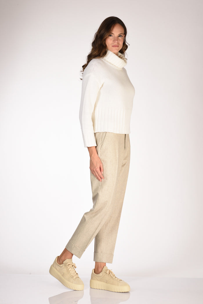 Base Milano Maglia Collo Alto Bianco Donna - 4