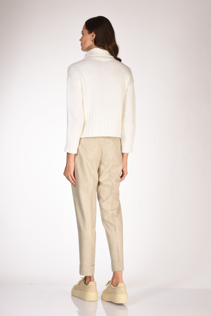 Base Milano Maglia Collo Alto Bianco Donna - 5