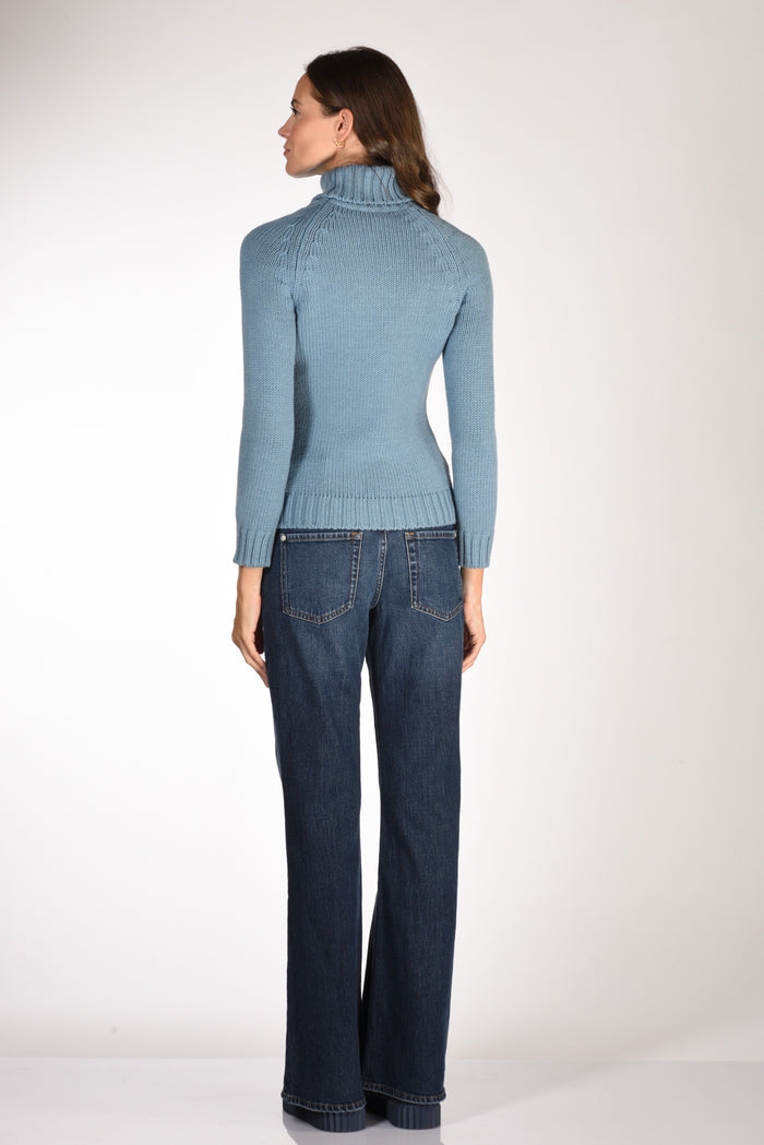 Base Milano Maglia Collo Alto Azzurro Donna - 5
