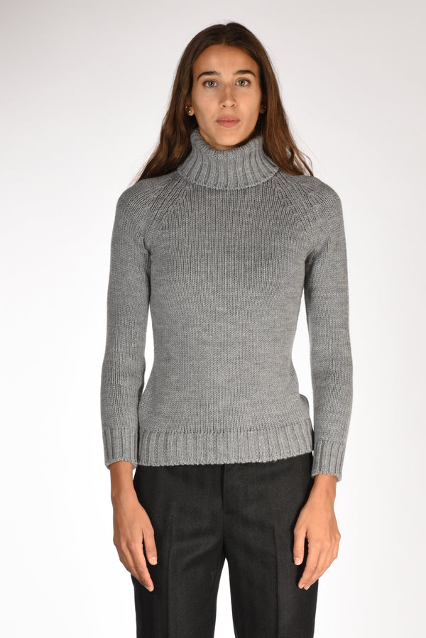 Base Milano Maglia Collo Alto Grigio Donna-2