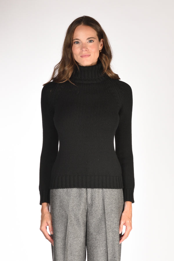 Base Milano Maglia Collo Alto Nero Donna-2
